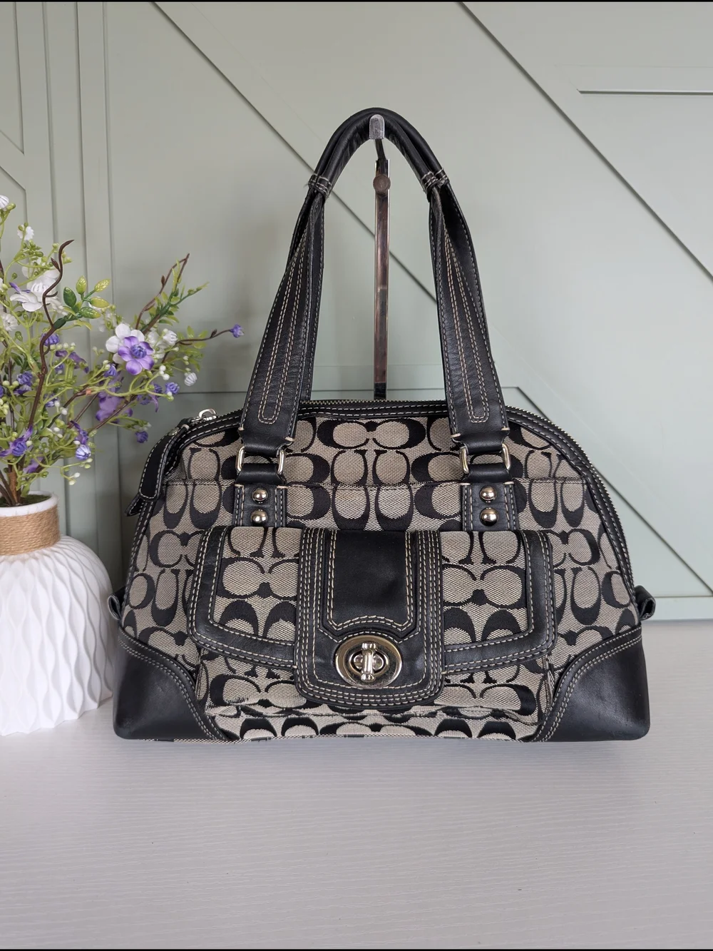 vintage Coach Hampton Signature Miranda Domed Satchel